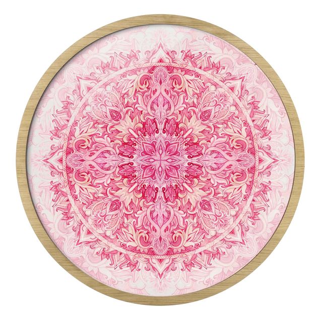 schöne Bilder Mandala Aquarell Ornament Muster pink