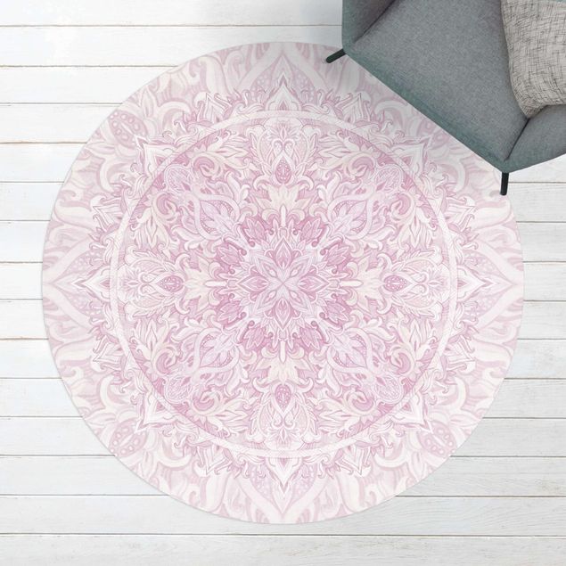 Teppich für Balkon Mandala Aquarell Ornament rosa