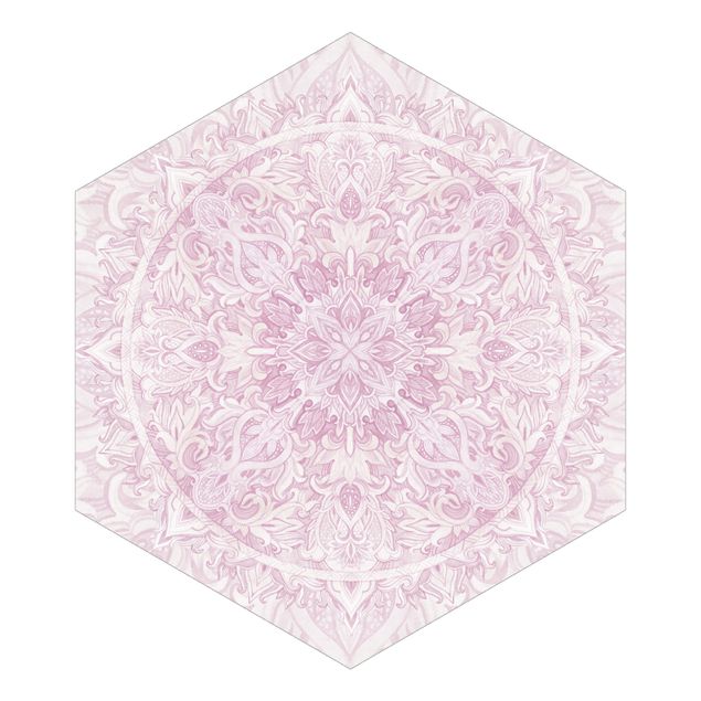 Design Tapeten Mandala Aquarell Ornament rosa