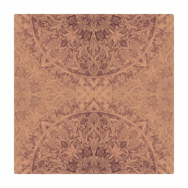 Kork-Teppich - Mandala Aquarell Ornament violett - Quadrat 1:1