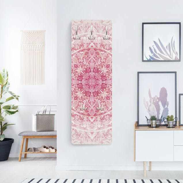 Garderobe mit Motiv Mandala Aquarell Sonne Ornament rosa