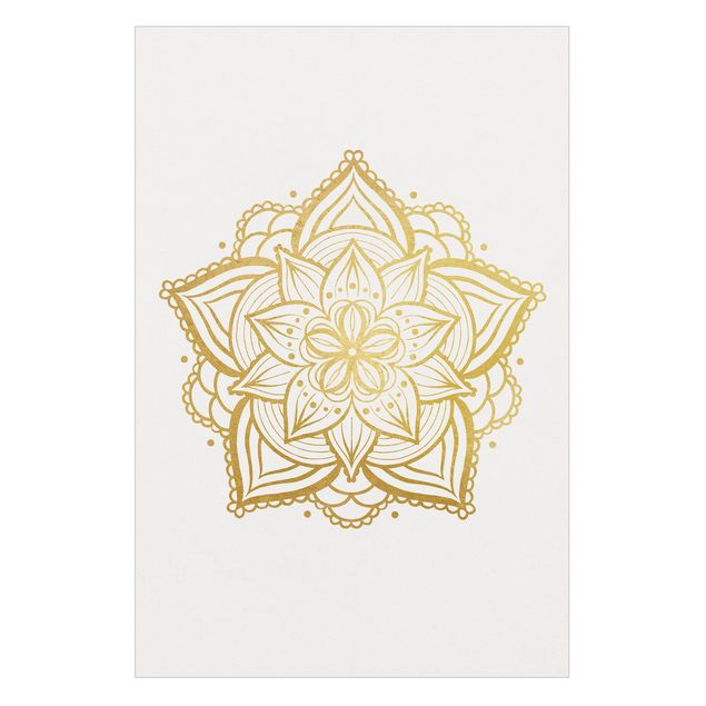 Fensterfolie - Sichtschutz - Mandala Blüte Illustration weiß gold - Fensterbilder