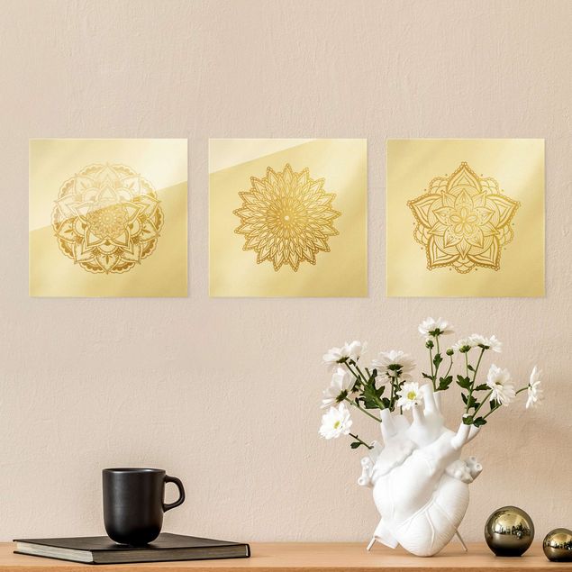 Bilder Mandala Blüte Sonne Illustration Set Gold