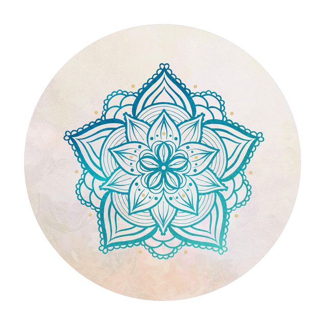 Vinyl-Matten Mandala Illustration Mandala gold blau