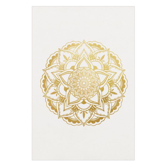 Fensterfolie - Sichtschutz - Mandala Illustration Ornament weiß gold - Fensterbilder