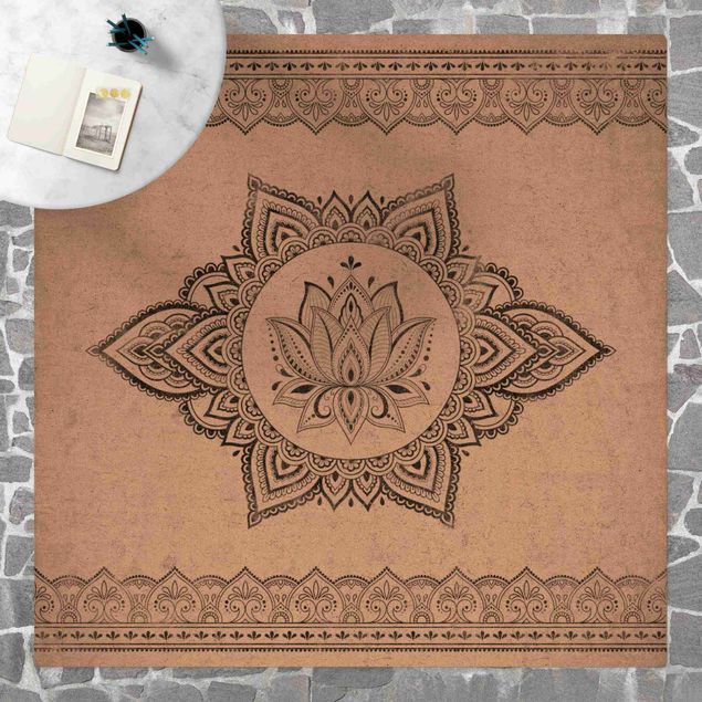 Moderne Teppiche Mandala Lotus Betonoptik