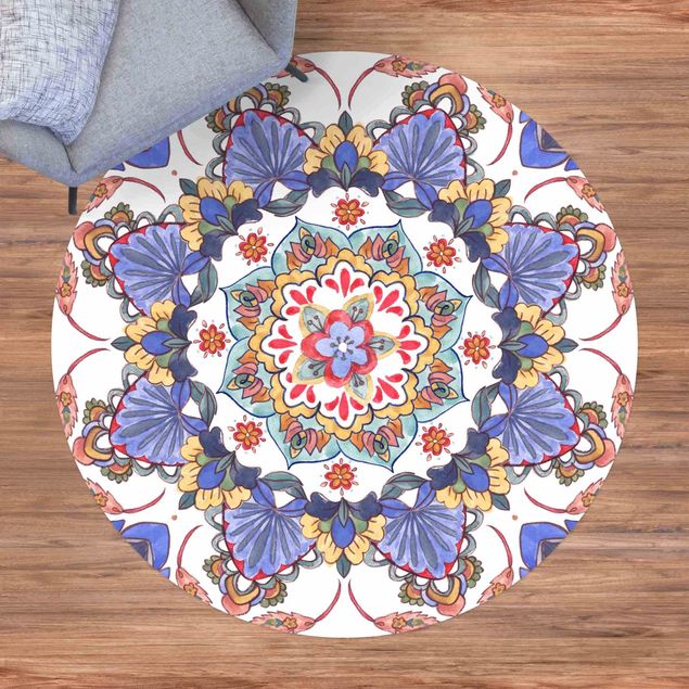 Moderner Teppich Mandala Meditation Hartha