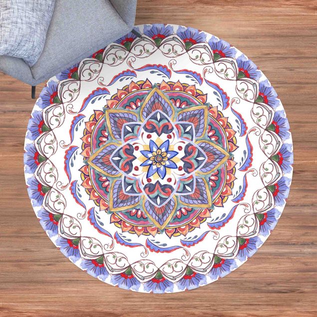 Teppich modern Mandala Meditation Pranayama