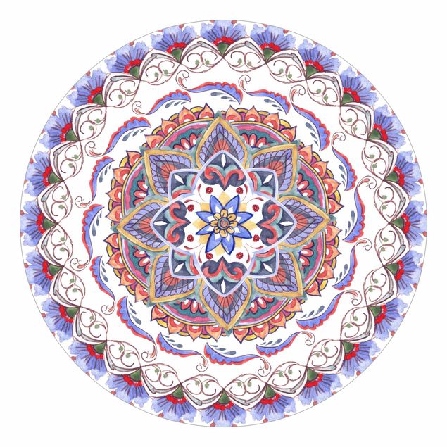 Runde Tapete selbstklebend - Mandala Meditation Pranayama