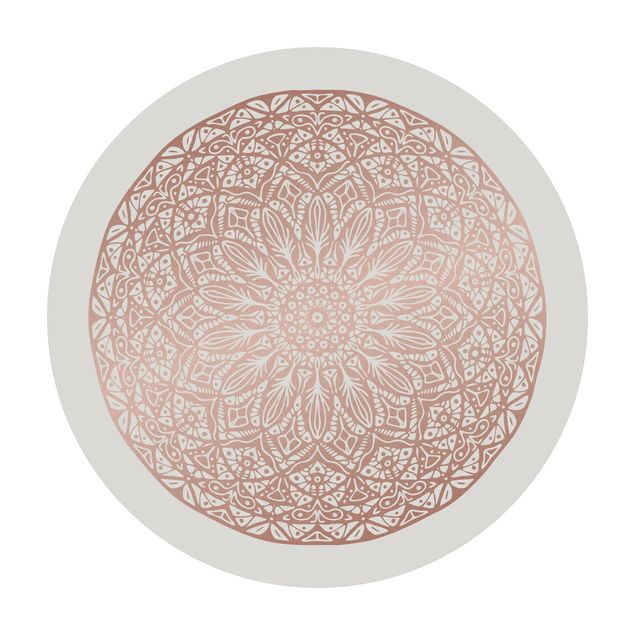 Vinyl-Bodenmatten Mandala Ornament in Kupfergold