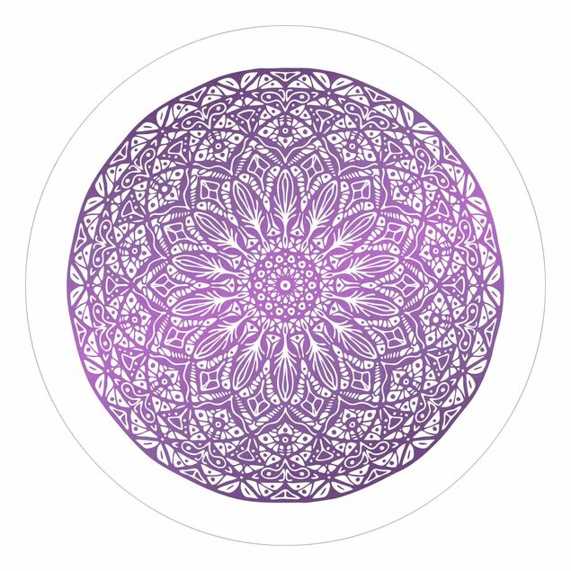 Runde Tapete selbstklebend - Mandala Ornament in Lila