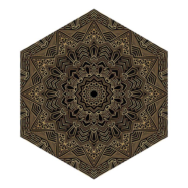 Design Tapeten Mandala Stern Muster gold schwarz