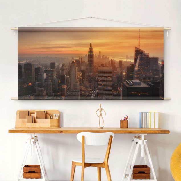 Wandbehang modern Manhattan Skyline Abendstimmung