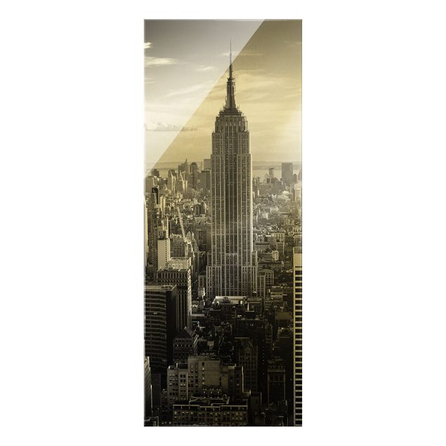 Glasbild - Manhattan Skyline - Panorama Hoch