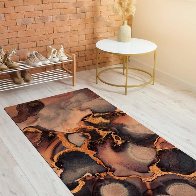 Moderne Teppiche Marmor Aquarell mit Gold
