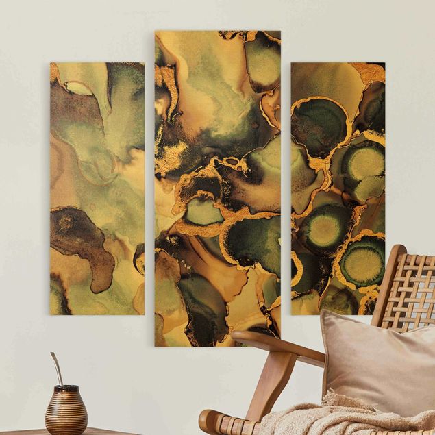 Leinwandbilder abstrakt Marmor Aquarell mit Gold