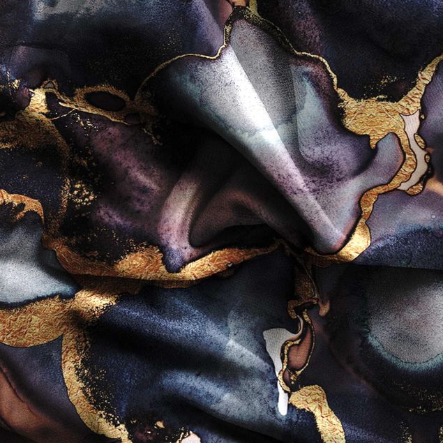 Vorhang blickdicht Marmor Aquarell mit Gold