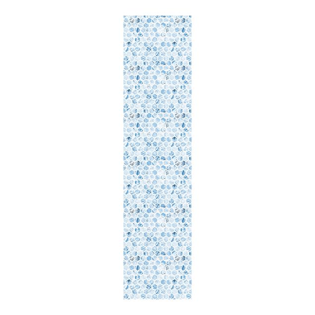 Flächenvorhang Muster Marmor Hexagone Blaue Schattierungen