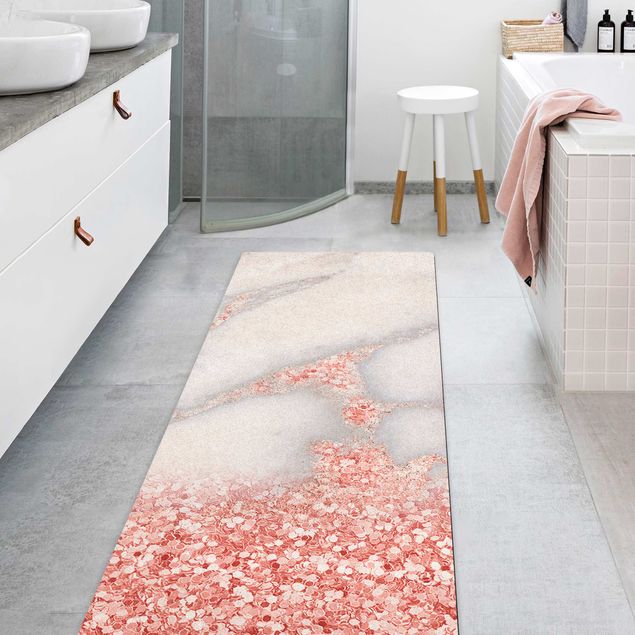 Moderne Teppiche Marmoroptik mit Rosa Konfetti