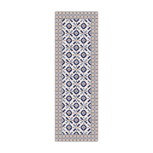 Kork-Teppich - Marokkanische Fliesen Blumenfenster mit Fliesenrahmen - Hochformat 1:2