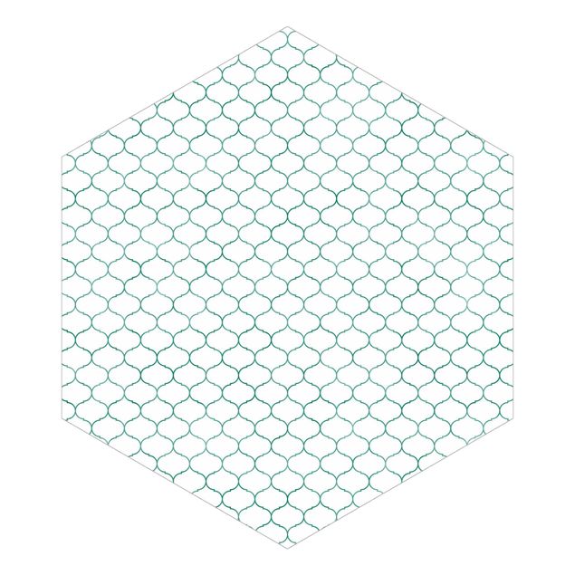 Tapete Hexagon Marokkanisches Aquarell Linienmuster