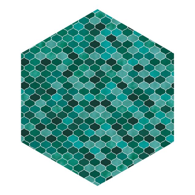 Hexagon Tapete Marokkanisches Aquarell Muster