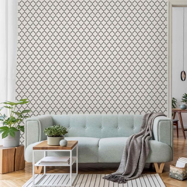 Muster Tapete Marokkanisches Muster mit Ornamenten Grau