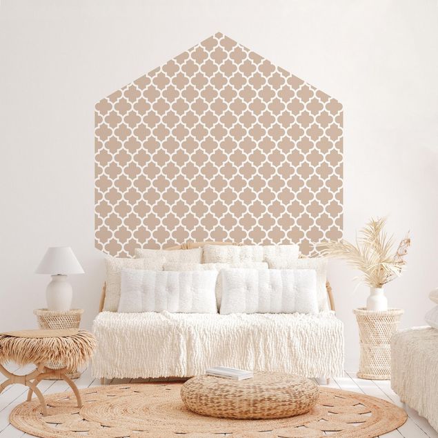 Tapete geometrisch Marokkanisches Muster mit Ornamenten vor Beige