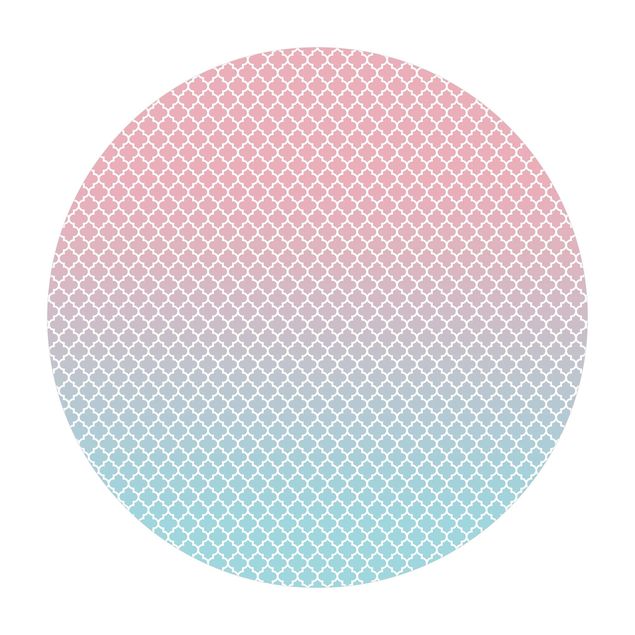 Runder Vinyl-Teppich - Marokkanisches Muster mit Verlauf in Rosa Blau