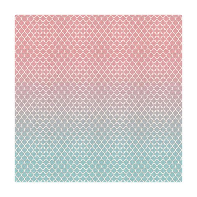 Kork-Teppich - Marokkanisches Muster mit Verlauf in Rosa Blau - Quadrat 1:1