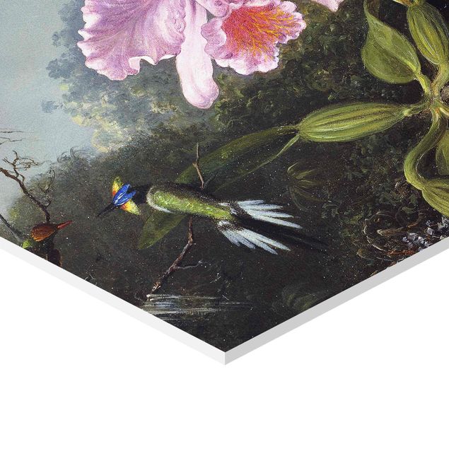 Hexagon-Forexbild - Martin Johnson Heade - Stillleben mit Orchidee und zwei Kolibris