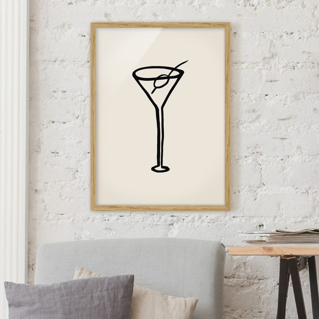 Moderne Bilder mit Rahmen Martini mit Olive