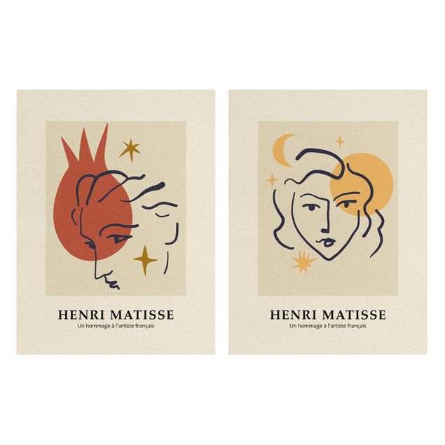 2-teiliges Leinwandbild - Matisse Hommage - Gesichter