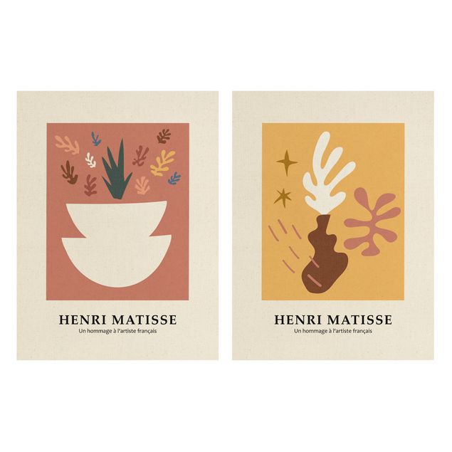 2-teiliges Leinwandbild - Matisse Hommage - Vasen