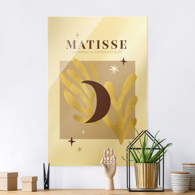 Glasbilder XXL Matisse Interpretation - Mond und Sterne