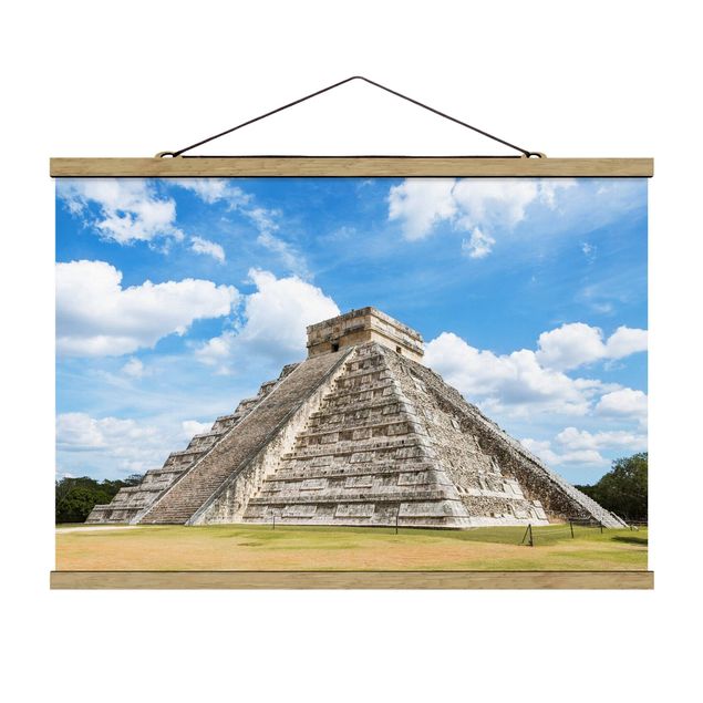 Stoffbild mit Posterleisten - Maya Tempel - Querformat