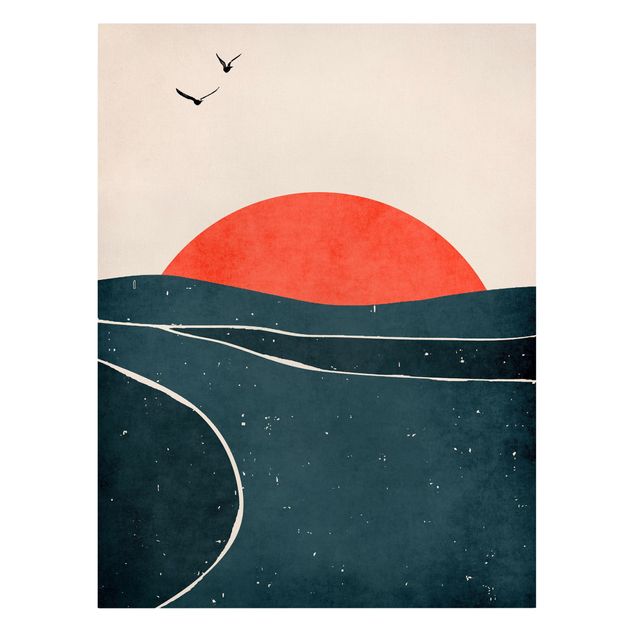 Kubistika Prints Meer vor rotem Sonnenuntergang
