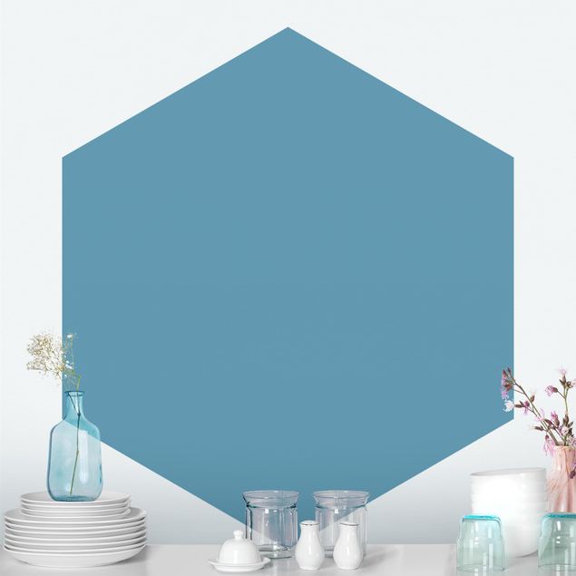 Hexagon Tapete Meerblau