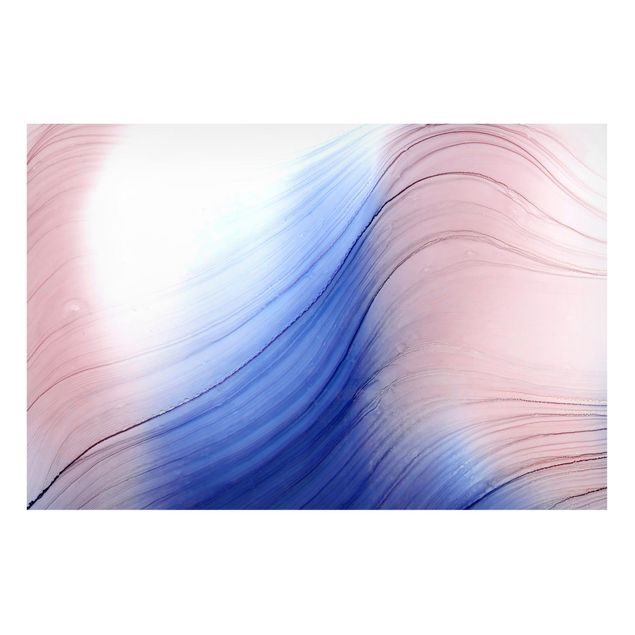 Magnettafel Design Melierter Farbtanz Blau mit Rosa