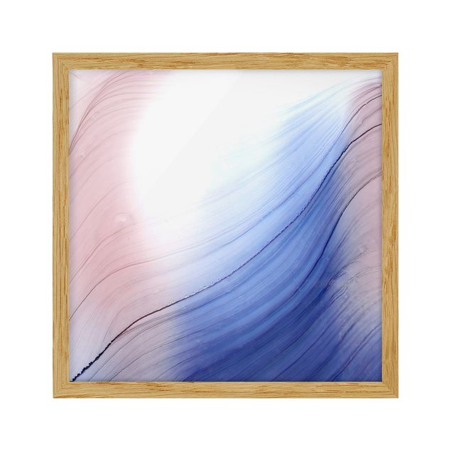 Wandbilder mit Rahmen Melierter Farbtanz Blau mit Rosa