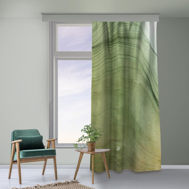 Vorhang - Meliertes Grün mit Honig