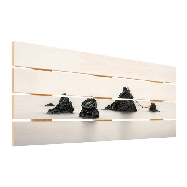 Holzbild - Meoto Iwa - die verheirateten Felsen - Panorama
