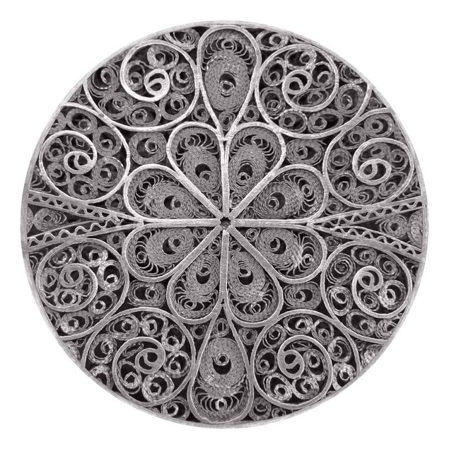 Design Tapeten Metall Ornamentik Mandala in Silber