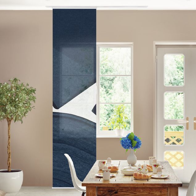 Schiebegardinen Set - Minimalistische Malerei in Blau - Flächenvorhang