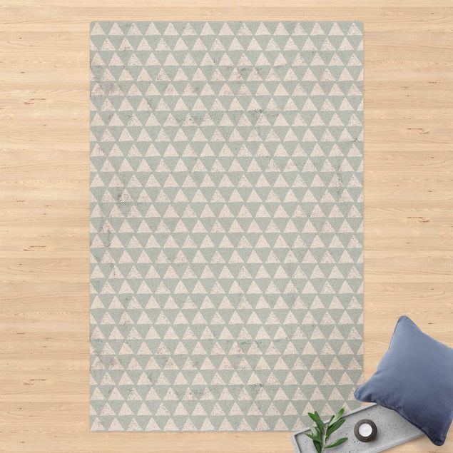 Moderne Teppiche Mintblaue Dreiecke mit Schraffur