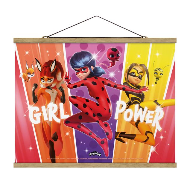 Stoffbild mit Posterleisten - Miraculous Regenbogen Girl Power - Querformat 4:3