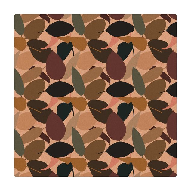 Kork-Teppich - Modern Tropical Muster - Quadrat 1:1