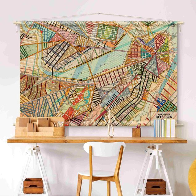 Wandbehang modern Moderne Karte von Boston
