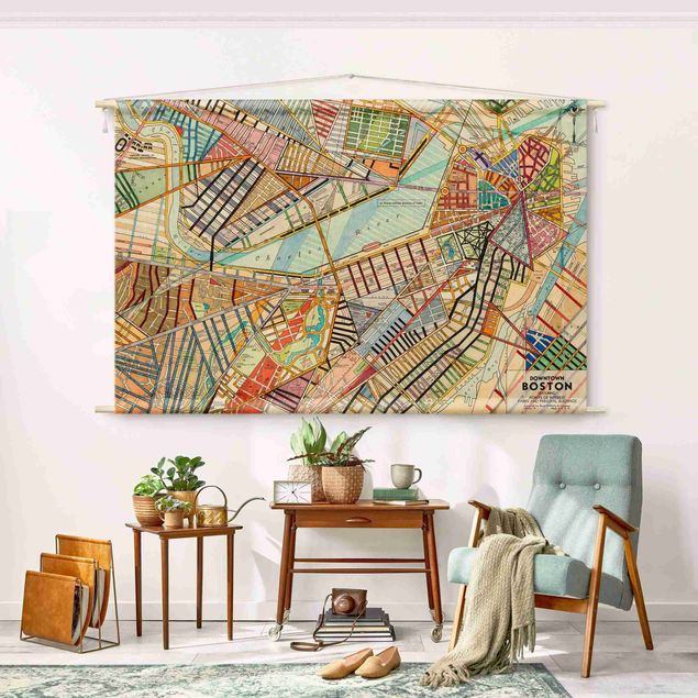 Wandtuch Moderne Karte von Boston