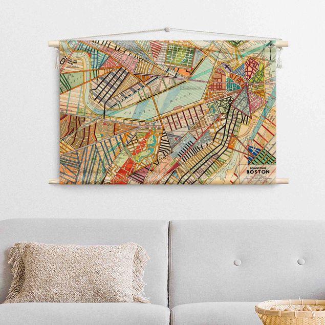 Wandbehang groß Moderne Karte von Boston